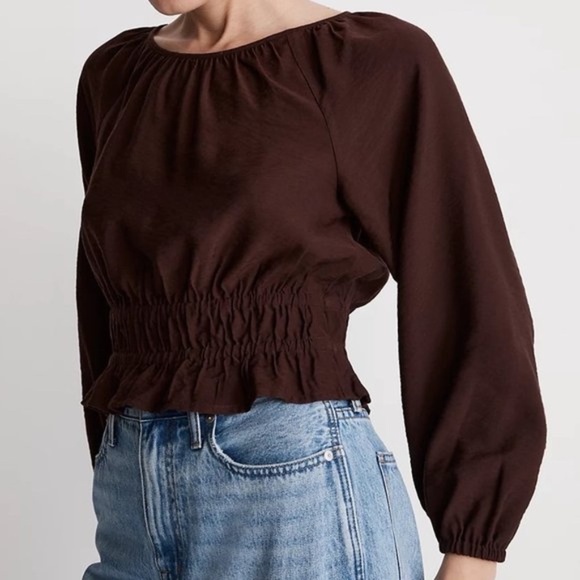 Madewell Twill Cropped Long Sleeve Top - Picture 11 of 13